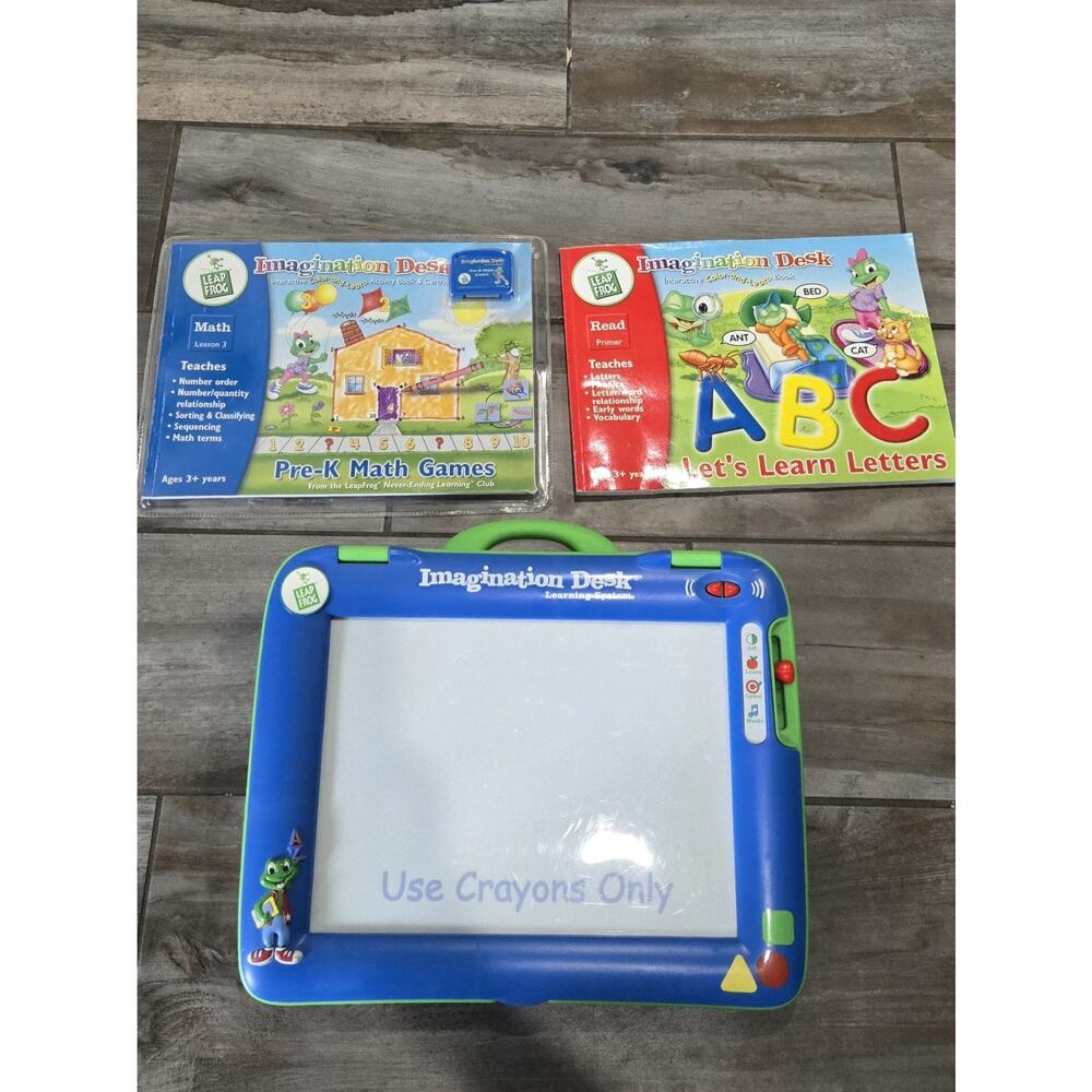 LeapFrog Imagination Desk Learning System Book Lot PreK Math Letters 2002 WORKS